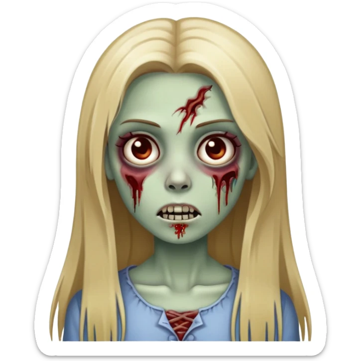 zombie girl with long straight dark blonde hair sticker