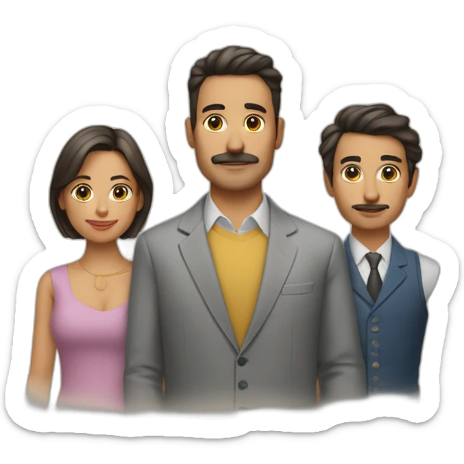 tio hombre con sus 3 sobrinos, dos mujeres y un hombre sticker