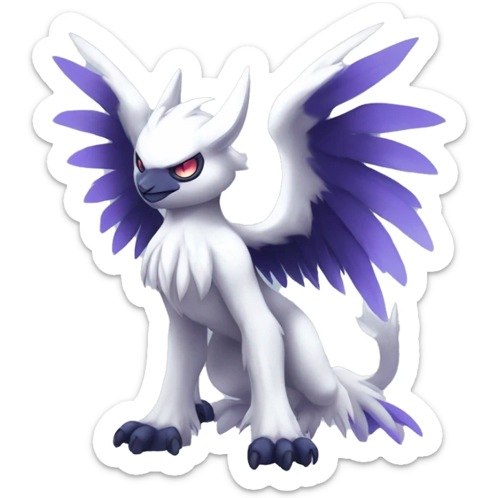  cool edgy colorful angelic ethereal Absol-Noibat-Fakemon full body sticker
