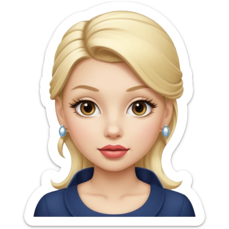 The classic popular rich American girl,with a blonde ponytail,perfect lips,nose,not so tan but pale and with this long lashes,big glossy lips sticker