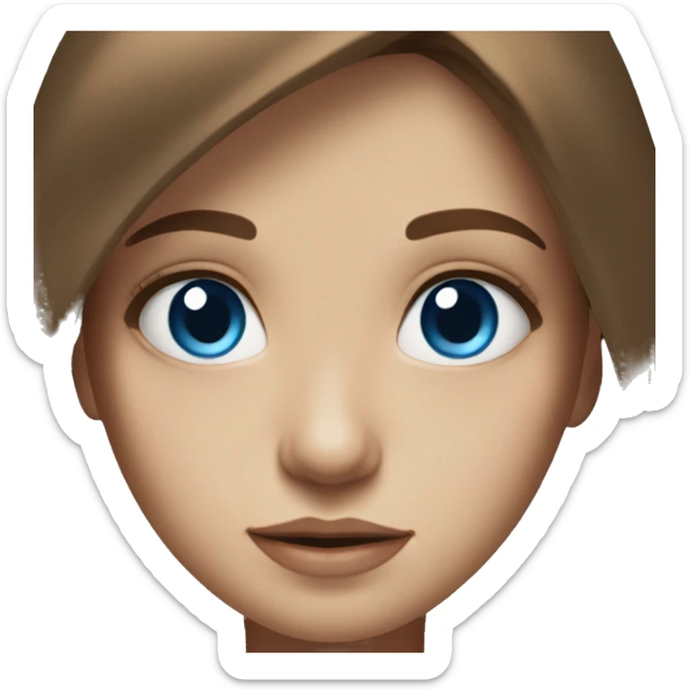 realistic portrait of a girl with blue eyes and brown long hair sticker