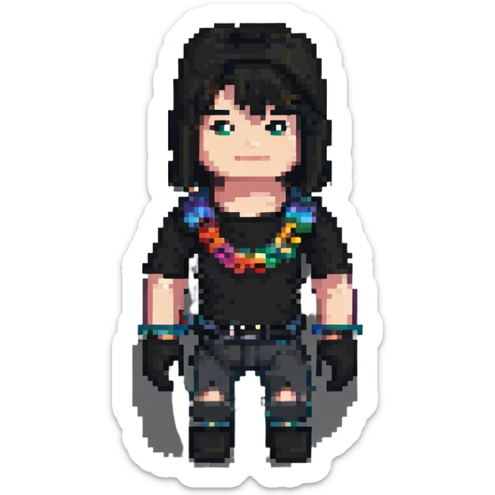 Enhance clarity and sharpness of this pixel art Roblox character, keep the original style and colors. sticker