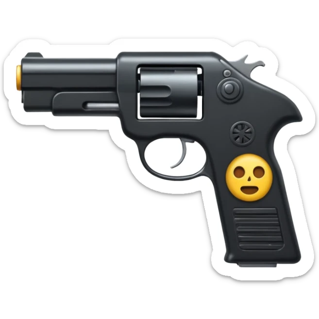   Un emoji con una nueve milímetro que sea realista con un emoji de venganza sticker