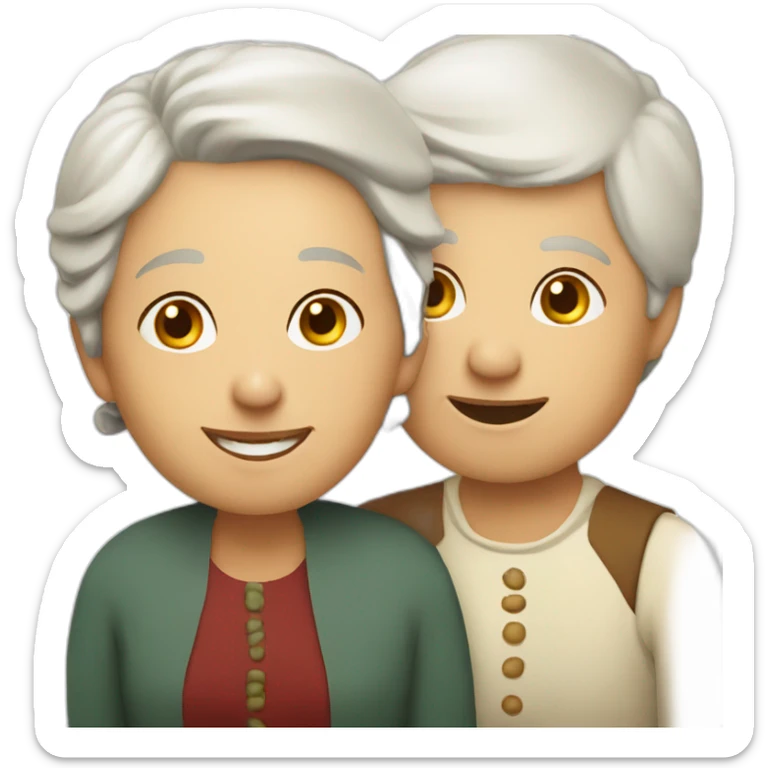 Old latvian woman with short hair smiling whilst listening to a man sing sticker