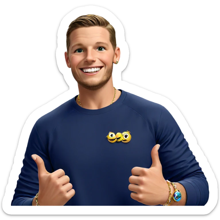 smiling boy with jewelry sticker