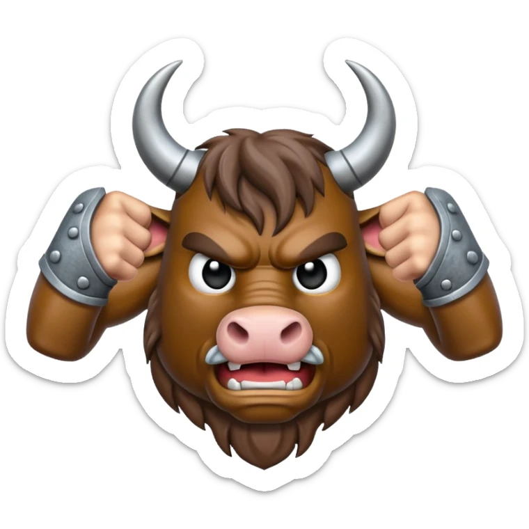 Emoji of an iron horseshoe with an angry powerful bull in the middle showing a thumbs down (DisLikes) sticker