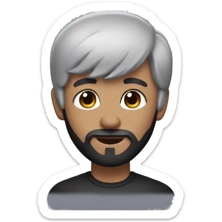 memoji style of person with black short hair and black beard sticker