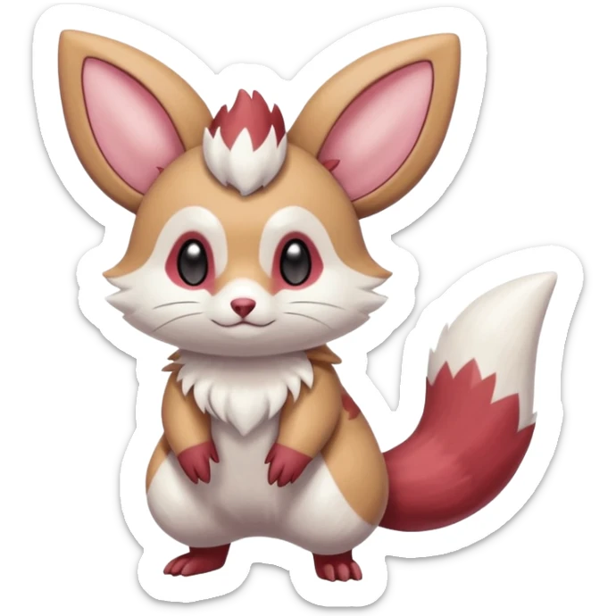 Cute adorable pastel Furret-Minccino-Zangoose-Buizel-hybrid-fusion, full body sticker