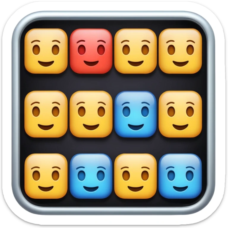 uzun bir emoji olsun böyle 8 tane emoji yan yana olsun kare kare yan yana olsu hepsi sticker