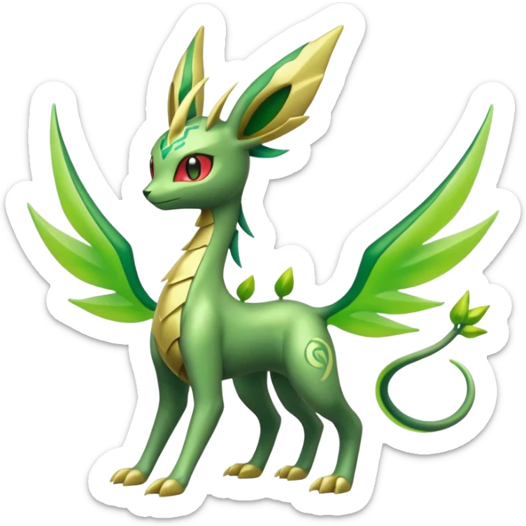 Shiny 4-legged Electrike-Flygon-Virizion-Zygarde-Leafeon-fusion, full body sticker