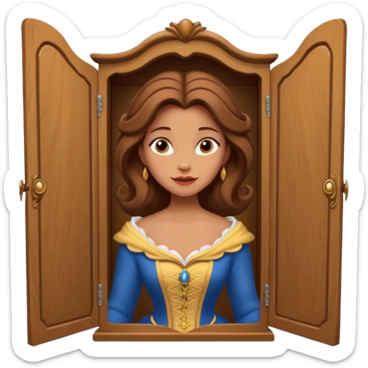 A middle-aged lady character from the fairy tale Beauty and the Beast — she was turned into a wardrobe by magic, while retaining the wardrobe's original form and having an anthropomorphic face. sticker