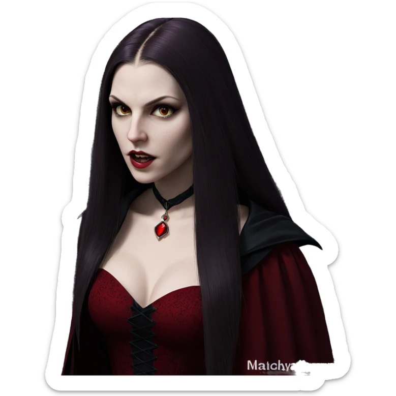 vampire girl in red dress sticker