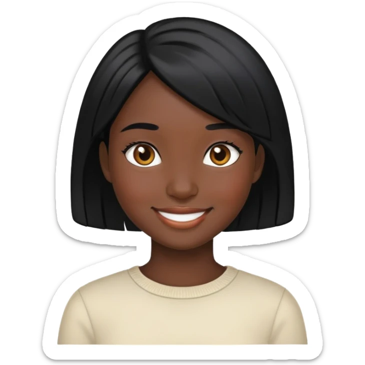 smiling girl with black hair and black skin sticker