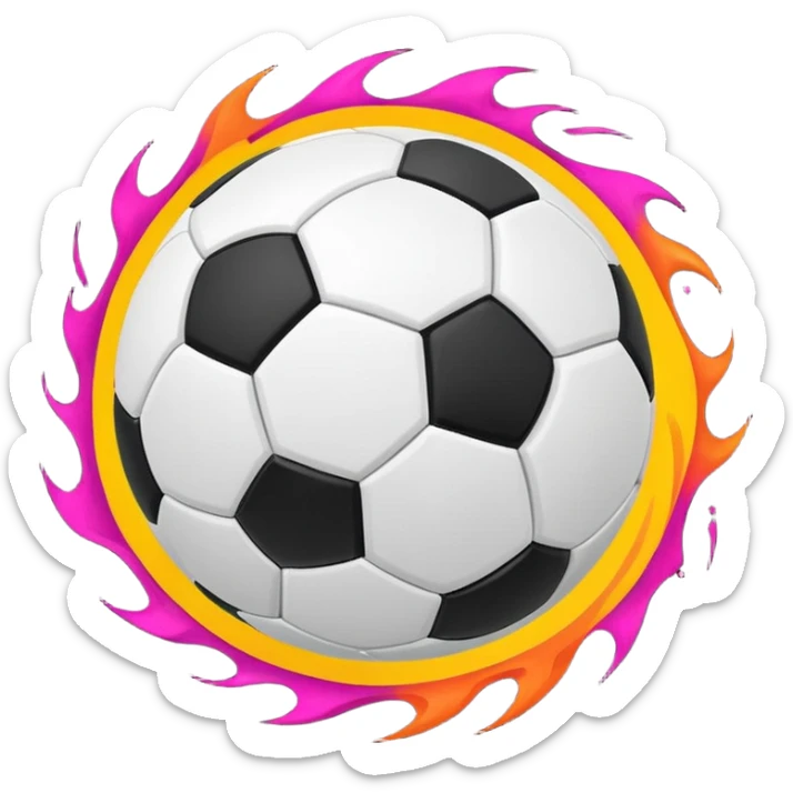 A dynamic soccer ball in mid-air, vibrant colors, energetic, sporty sticker