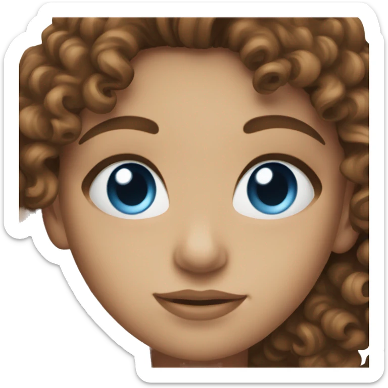 blue eyed, female, brown hair, curly hair sticker