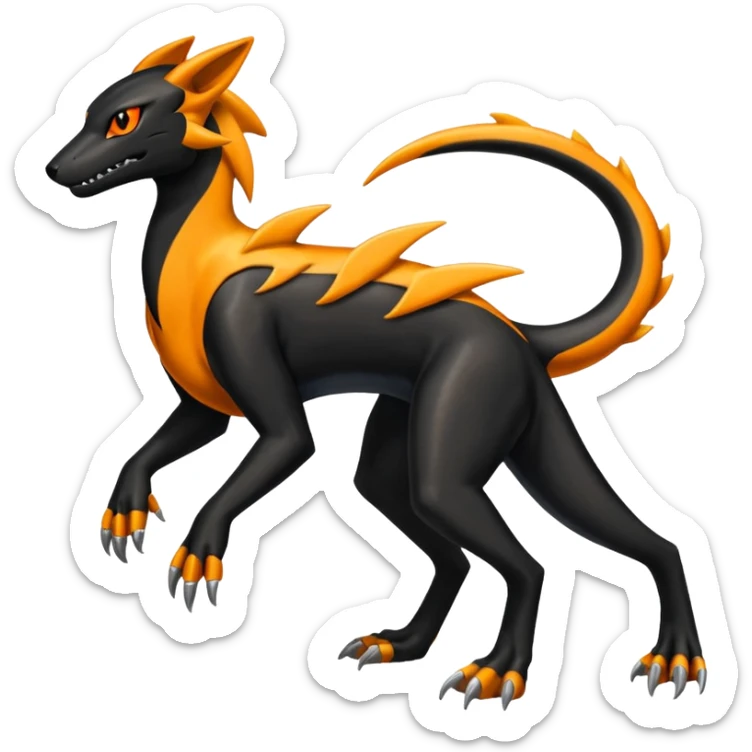 Shiny 4-legged Salandit-Electrike-Amaura-Houndoom-Zeraora-fusion, full body sticker