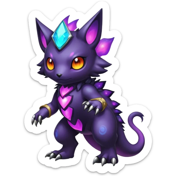 Cute cool colorful dark nebula fantasy-Fakemon-Digimon-animal-hybrid full body sticker