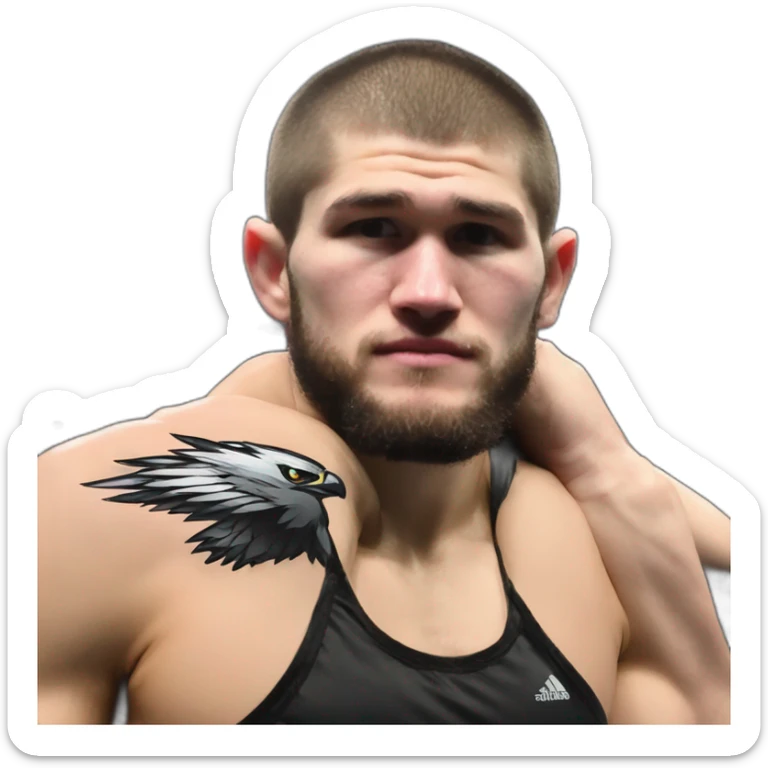 Falcon on the shoulder of khabib nurmagomedov  sticker