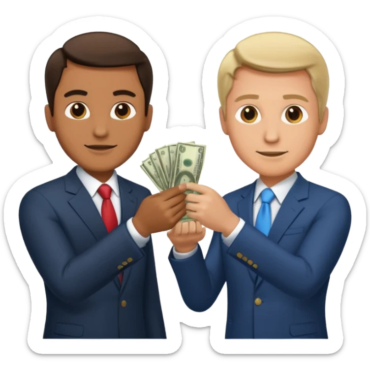money exchanging between two men (one is a business man and one is a politician) sticker