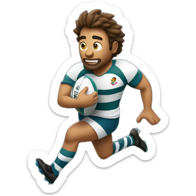 Jugador de rugby siendo tackleado mientras corre con la pelota sticker