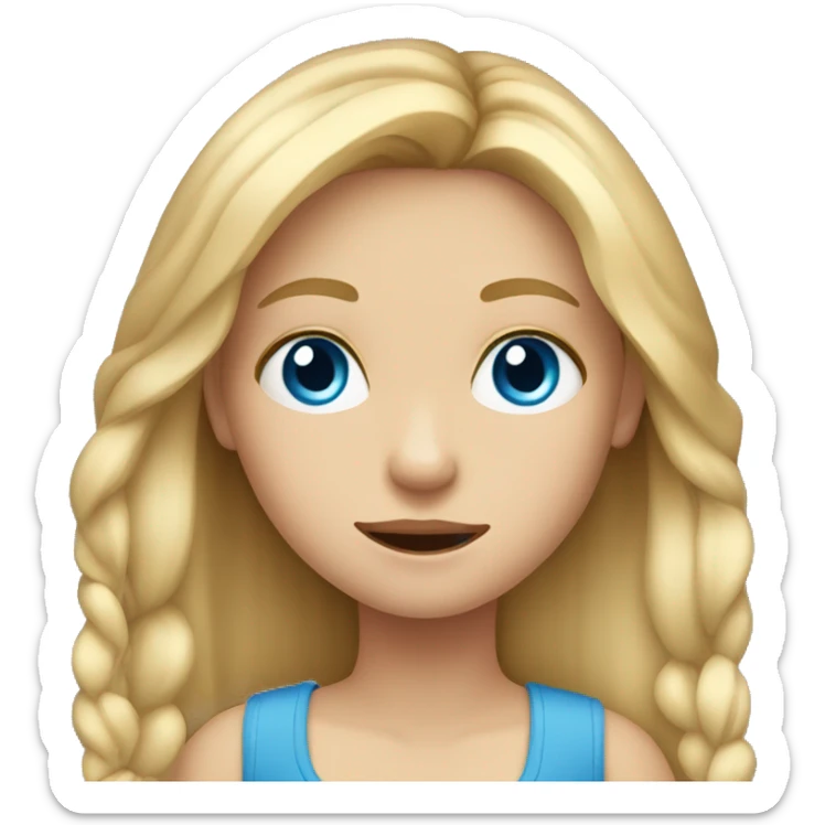 Girl 10 years old. Long blond hair. Big blue eyes. sticker