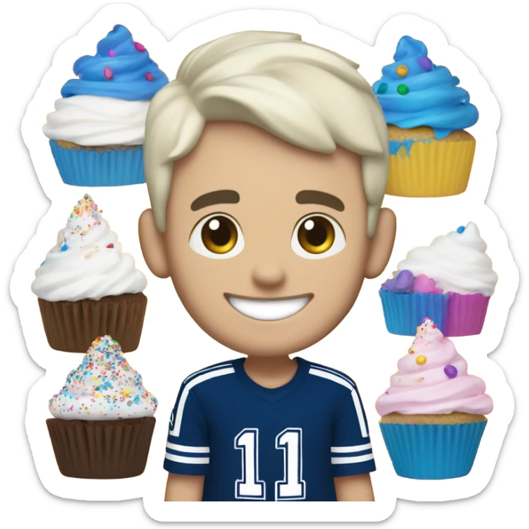 white short hair guy with a dallas cowboys hat enjoying a sprinkles cupcake  sticker