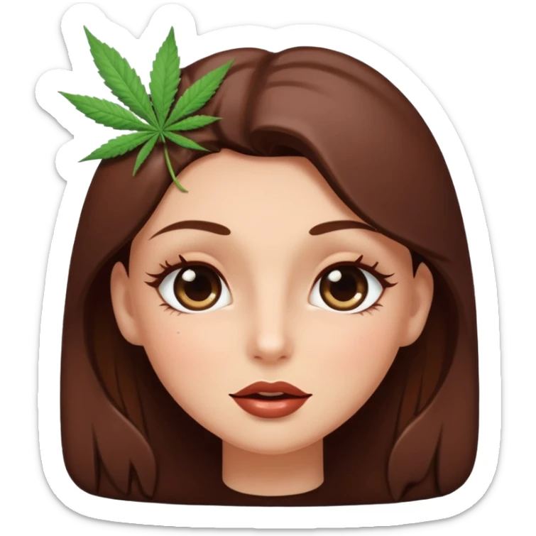 brownie with a feminine vibe, Feminine facial features with expressive eyes and lashes, soft lips, confident attitude.  420-friendly aesthetic sticker