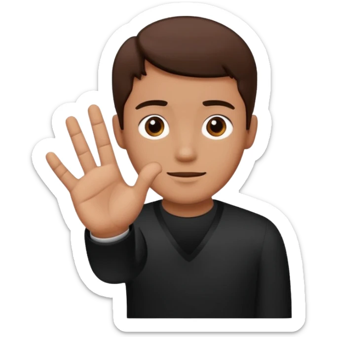 Un homme habillé en noir qui fait le signe 4 avec ça main  sticker