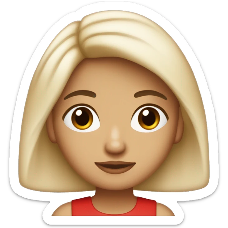 chica blanca con cabello semi rojo con y castaño claro con ojos cafe fuerte y labios semi rojizos  sticker