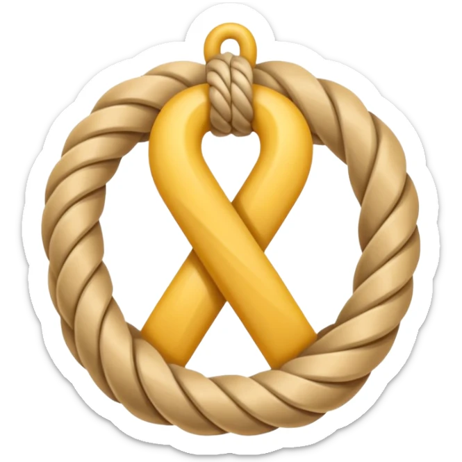 A realistic yet cute rope knot emoji, tied perfectly, symbolizing sailing skills. Vector emoji design, warm tones, clean white background. sticker