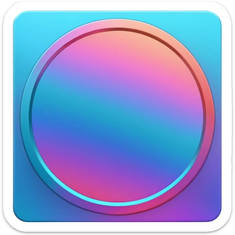 
coin color in in gradient of turquoise, blue, pink, purple, and coral metal texture
Rotate coin 90 degree  3d effect sticker