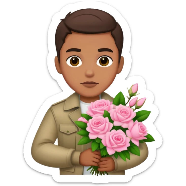 The bad boy is holding a bouquet of pink jasmine roses sticker