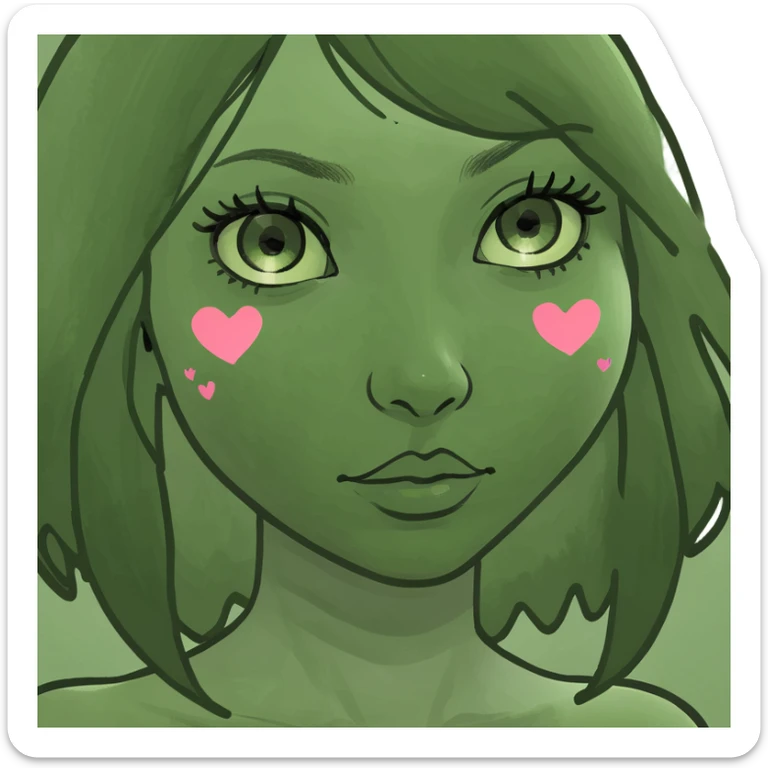 Une fille avec des cœur à la place des yeux  sticker