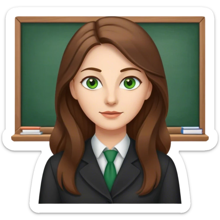 Ironic  female teacher with long Brown hair and Green eyes sticker