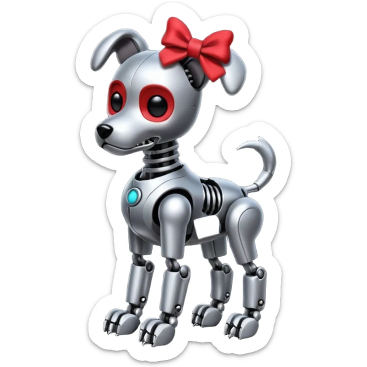 animatronic dog with red bow time like fnaf but dog emoji ios sticker