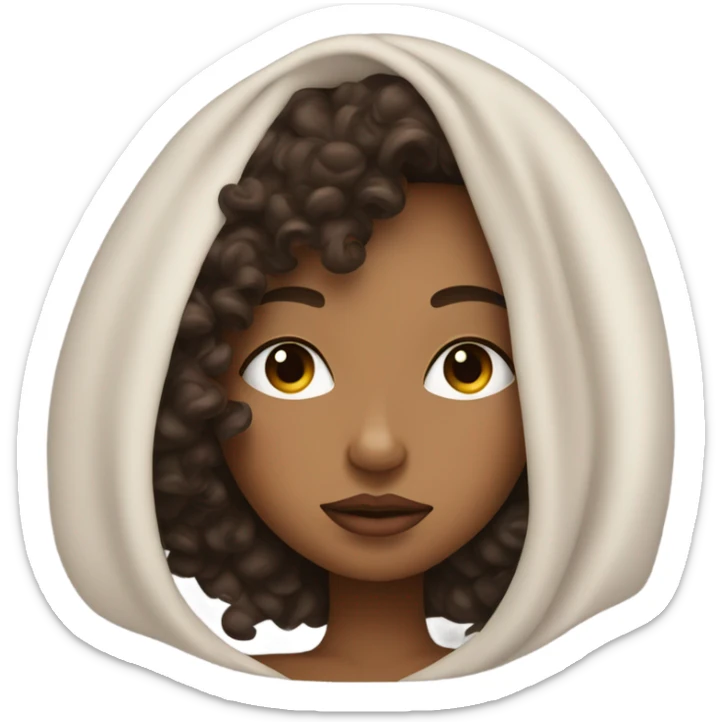 natural light shade girl with dark brown curly hair sleeping, juicy lips  sticker