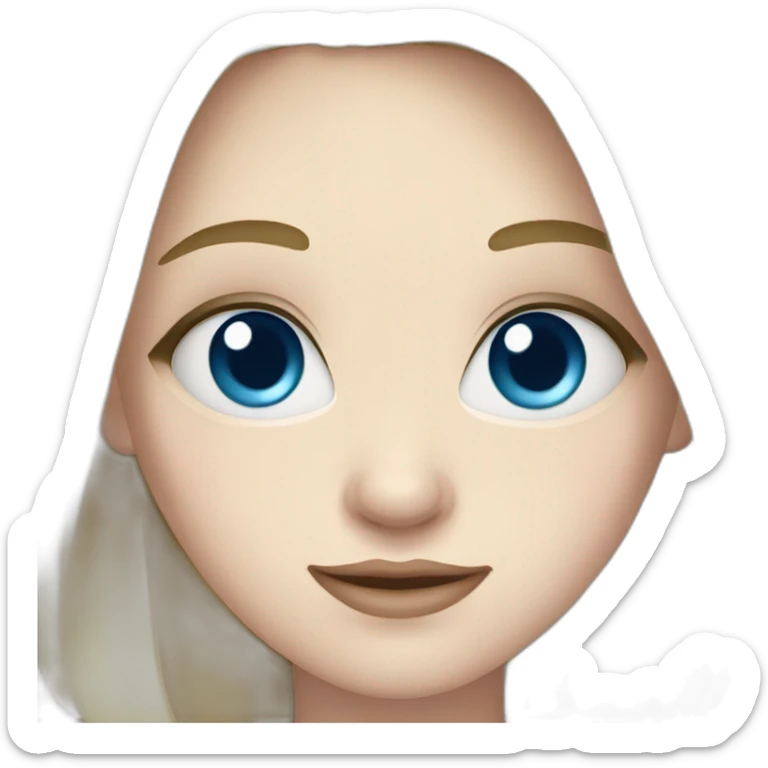 A girl with Pale skin, dark hair, high forehead, blue eyes sticker