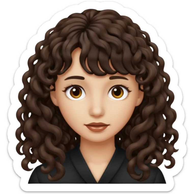Fais la frange plus tordu la peau plus foncé et les cheveux bruns et bien plus long mais avec les cheveux bouclés  sticker