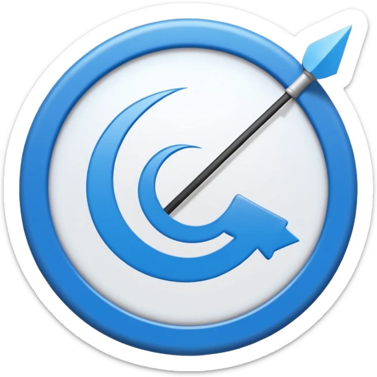 Quiero que hagas un círculo azul y con una flechita en el medio blanca sticker