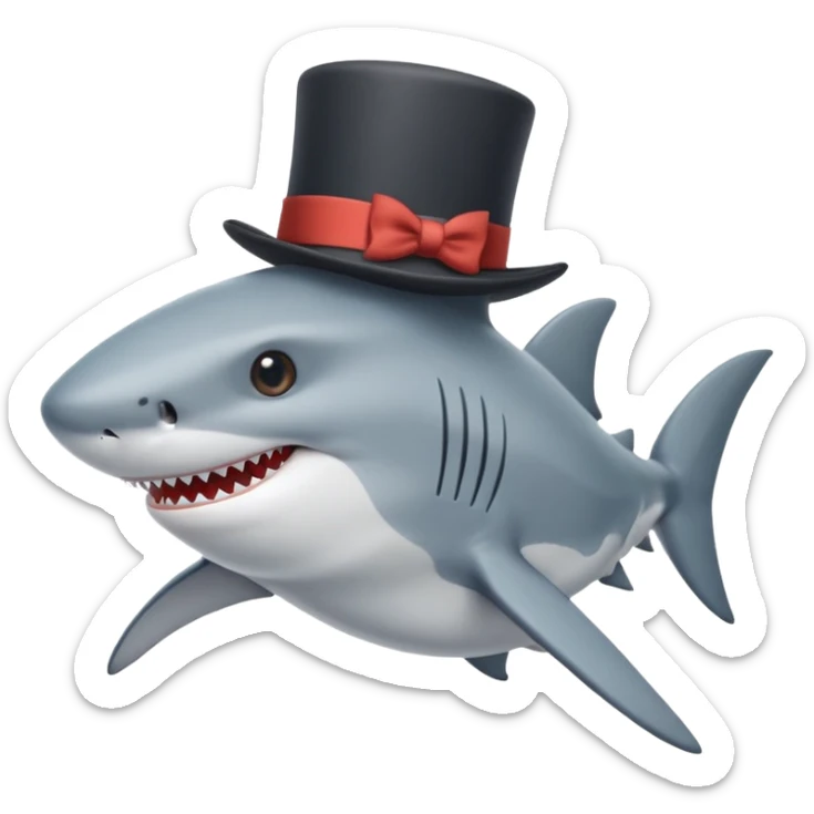 Shark with a top hat sticker
