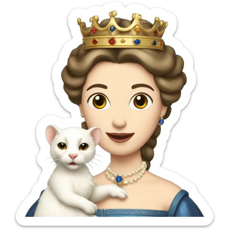 Queen of France holding a pet white ferret sticker