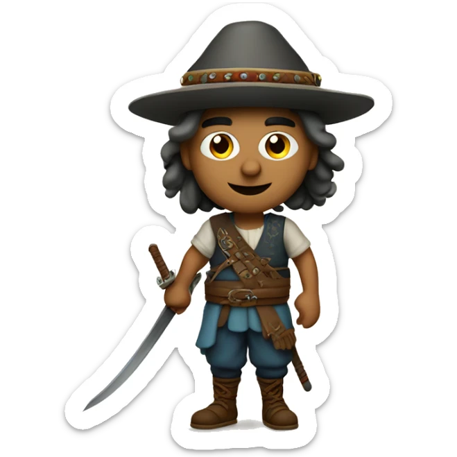 An emoji of a traditional Turkish 'efe' figure, typically depicted wearing a vest, baggy pants, and a hat, often holding a weapon or sword, representing courage and heroism in Turkish culture sticker