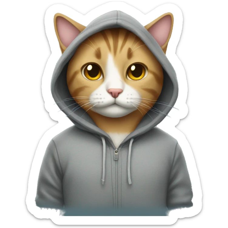 Cat wearing hoodie sticker