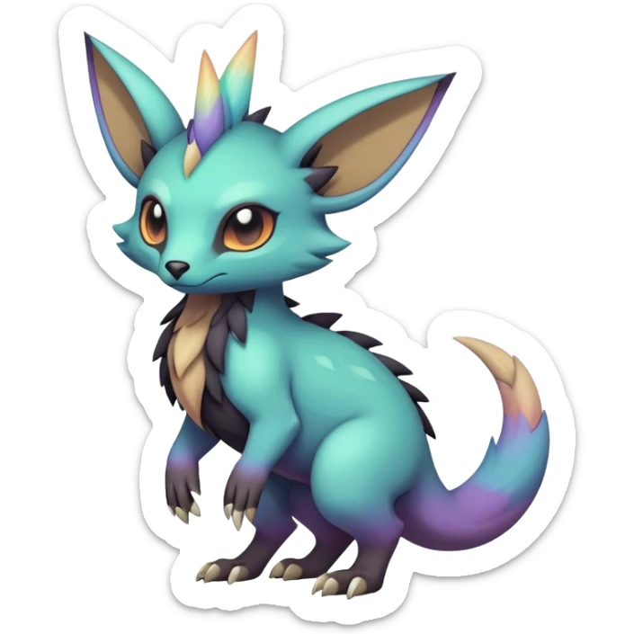cool colorful dark pastel edgy fantasy animal hybrid Fakemon full body sticker