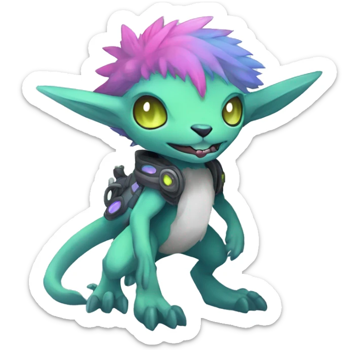 cute cool edgy colorful ethereal alien punk Digimon-Fakemon-animal full body sticker