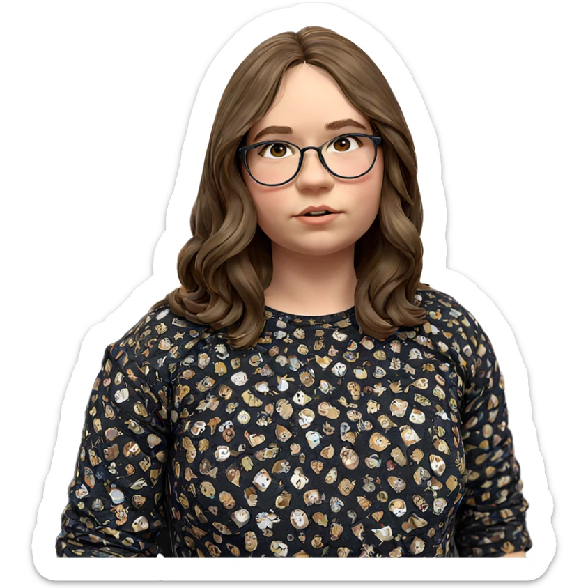 girl with brown hair indoors sticker