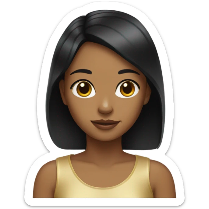 Black-hair girl with gold chihuahua sticker