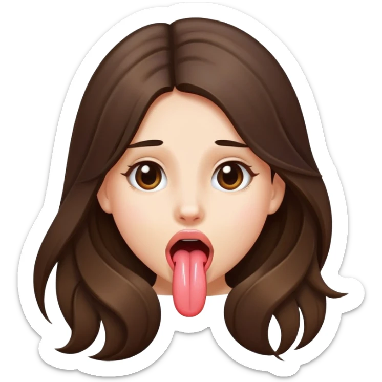 Girl sticking out tongue brunette long hair sticker