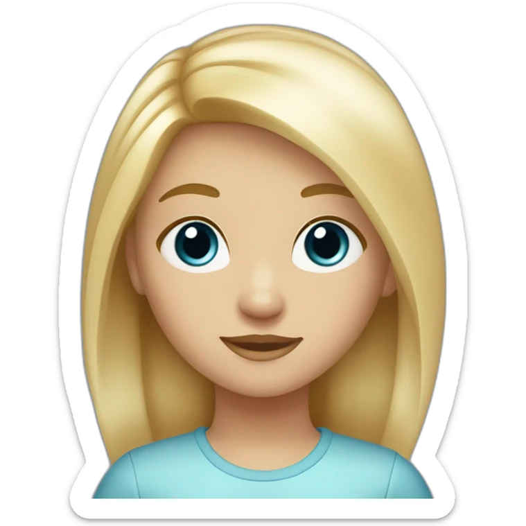 Une fille de 11 ans calme cheveux blond claire carré peau blanche yeux bleu sticker