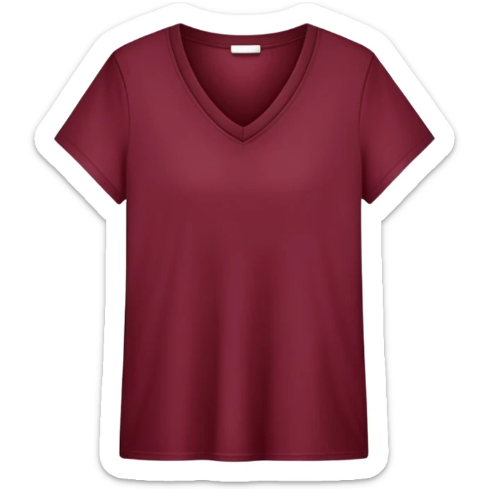 only a wine red V-neck t-shirt, cropped short length, flat lay, isolated garment, white background, no model, no person sticker